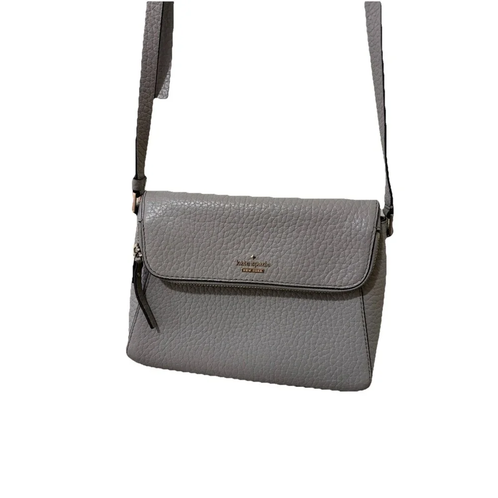 Kate Spade Carter Gray‎ Pebbled Leather Crossbody Bag
